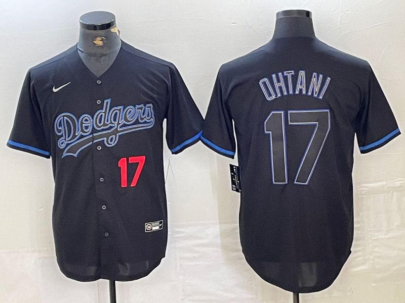 Men Los Angeles Dodgers #17 Ohtani Black Fashion Nike Game MLB Jersey style 11